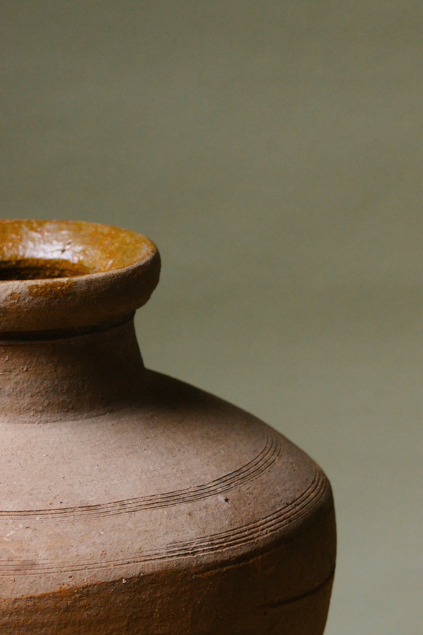 Glazed Rim Terracotta Storage Vessel