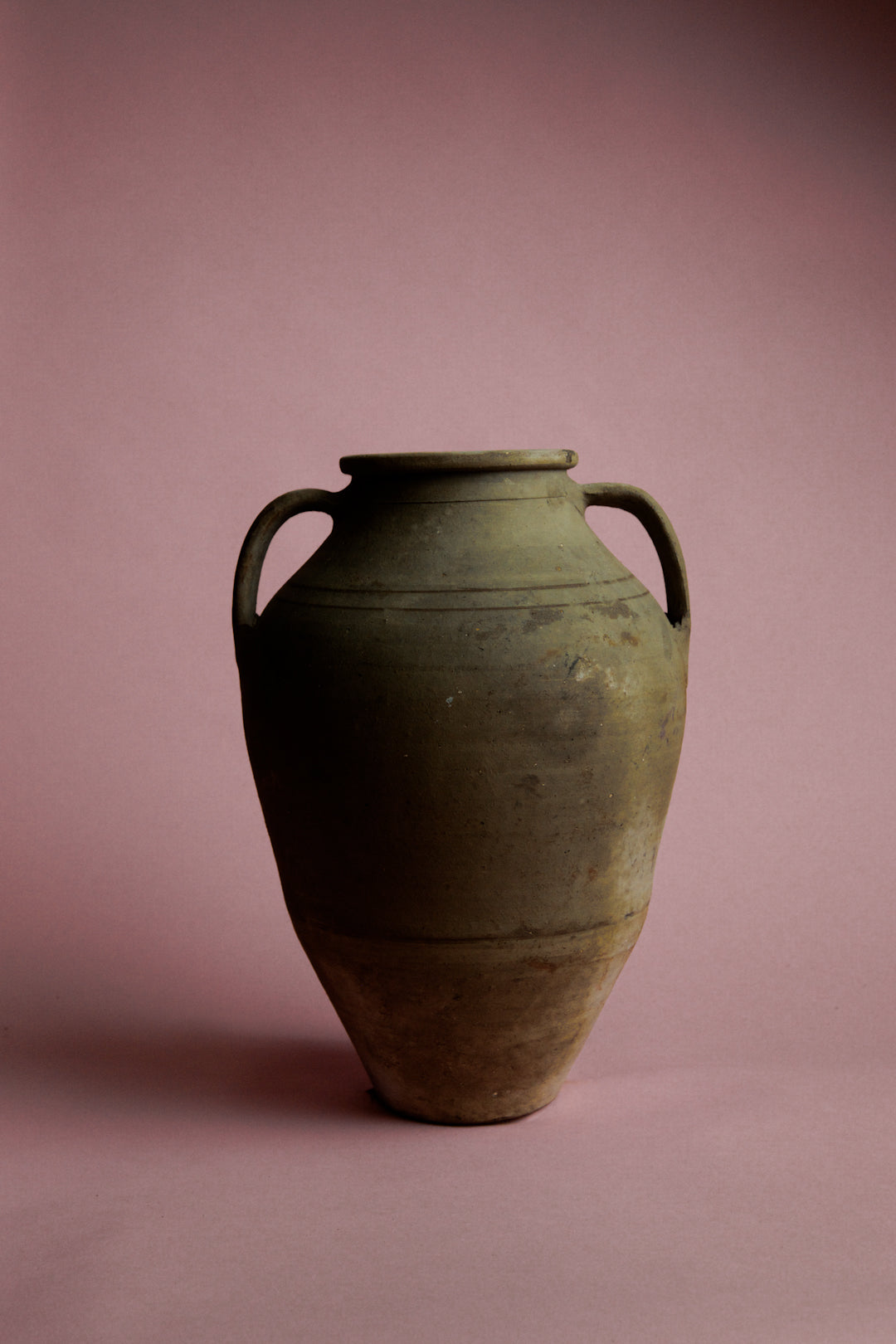 Olive-Toned Tapered Clay Jar