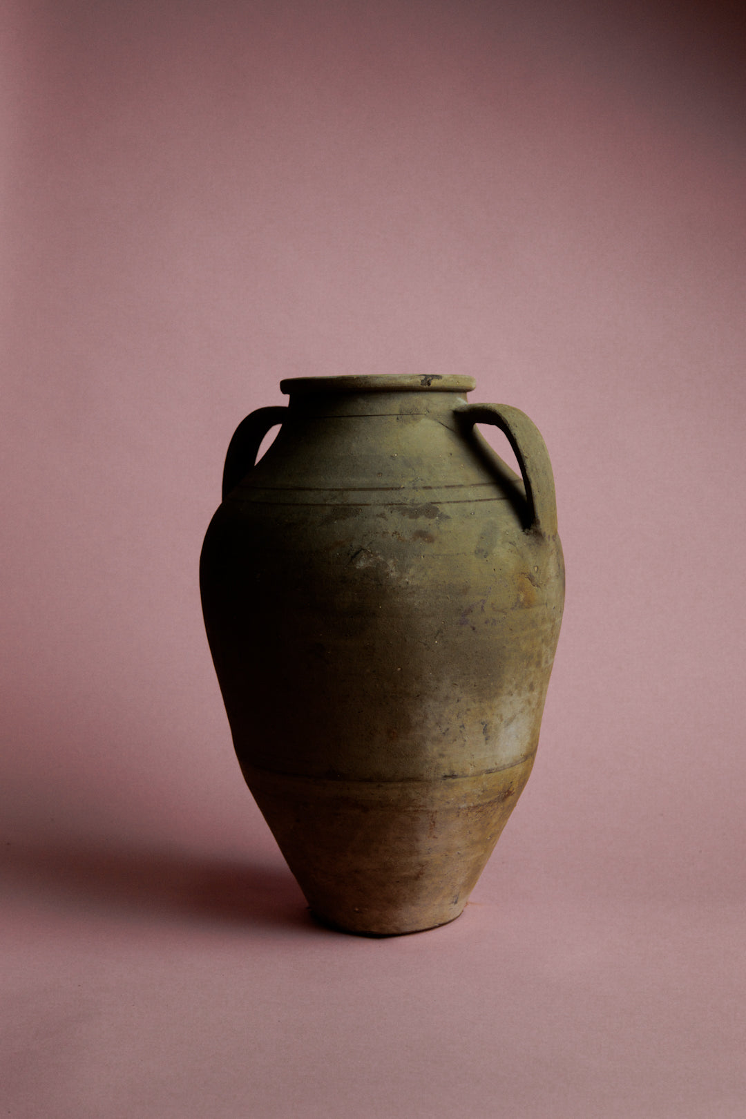 Olive-Toned Tapered Clay Jar