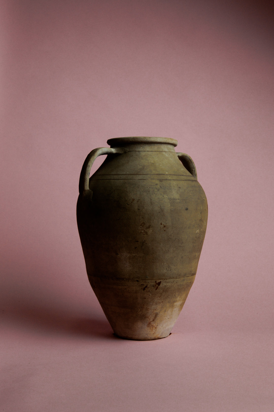 Olive-Toned Tapered Clay Jar