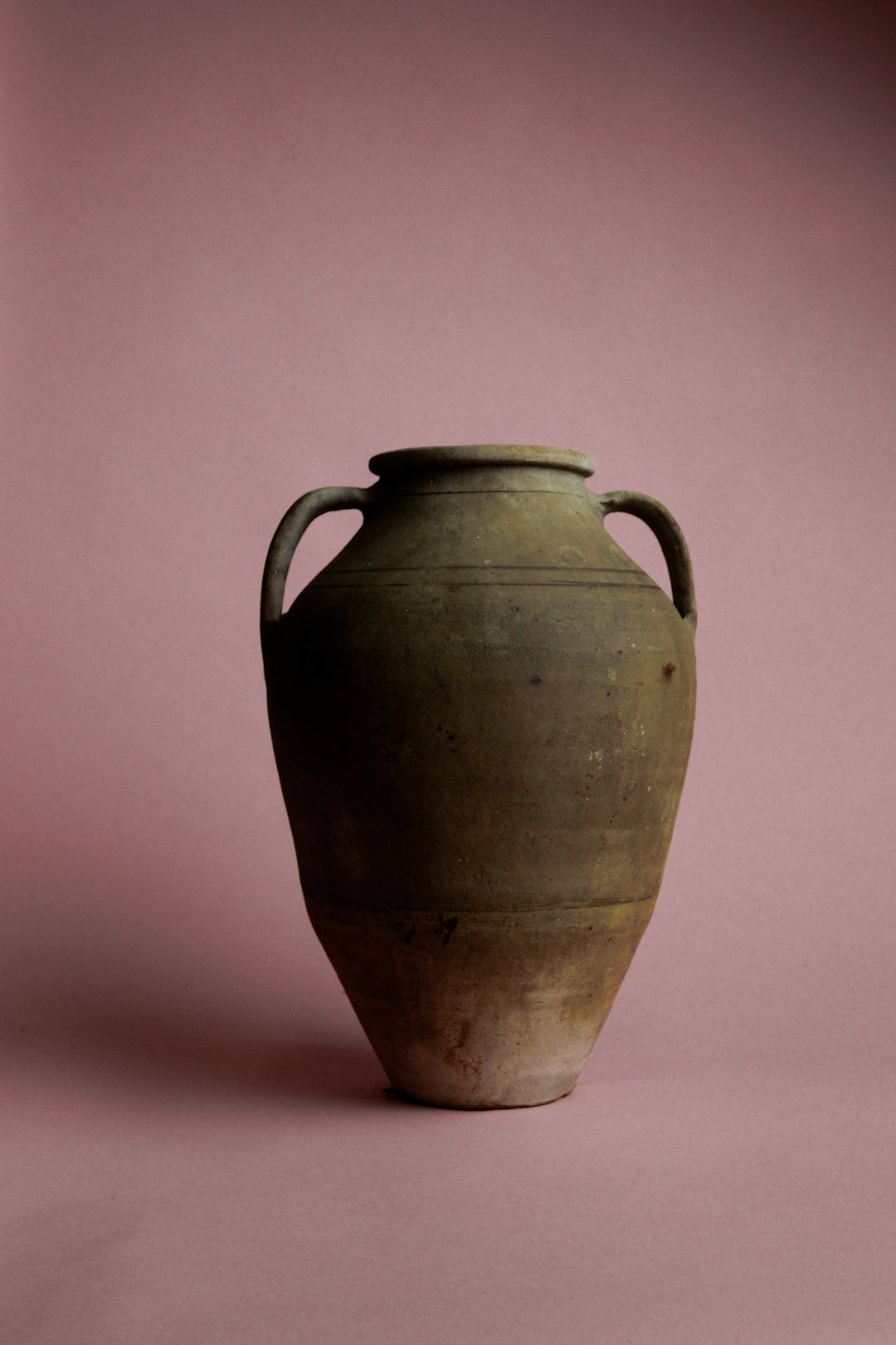 Olive-Toned Tapered Clay Jar