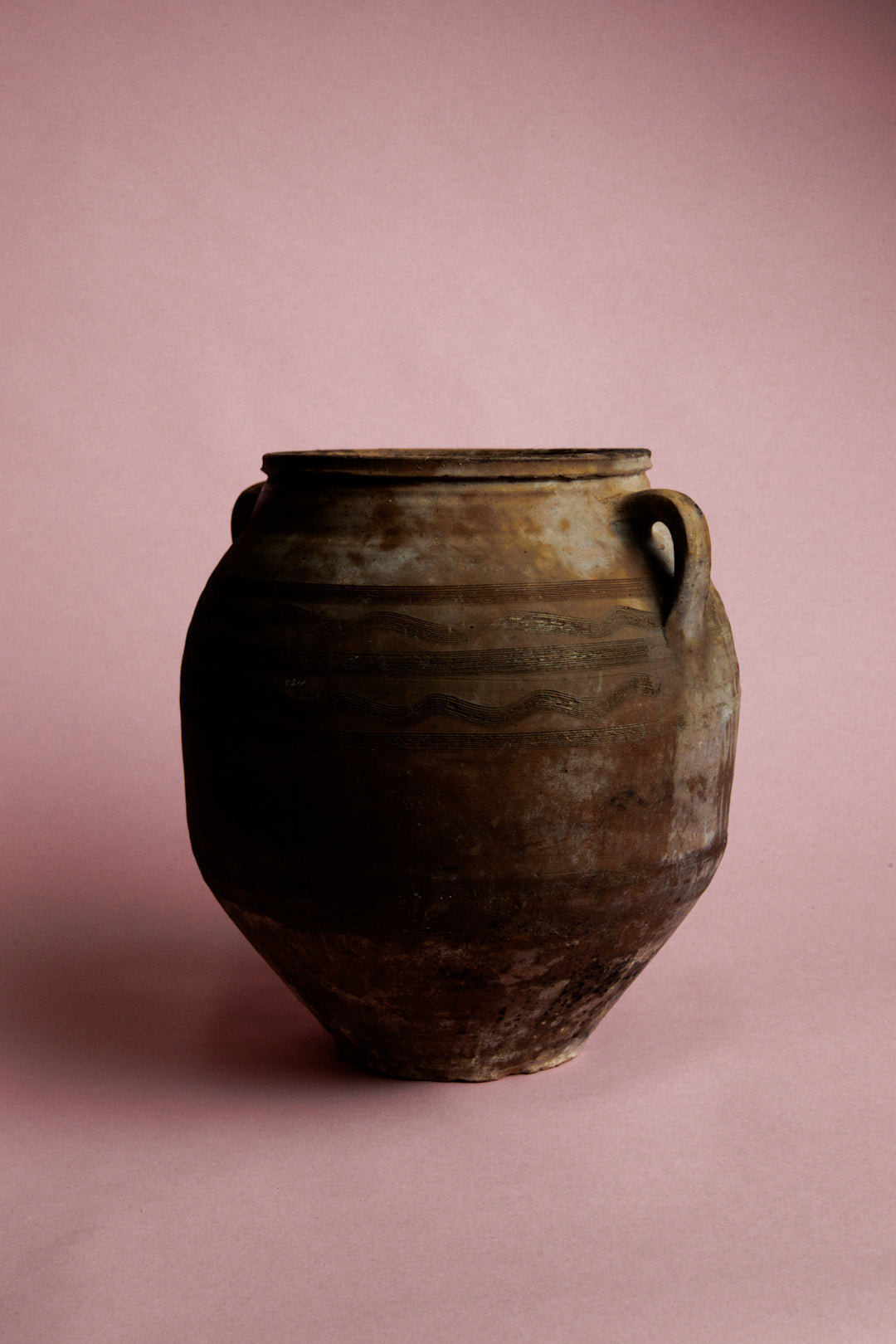 Earthy Brown Handled Storage Jar