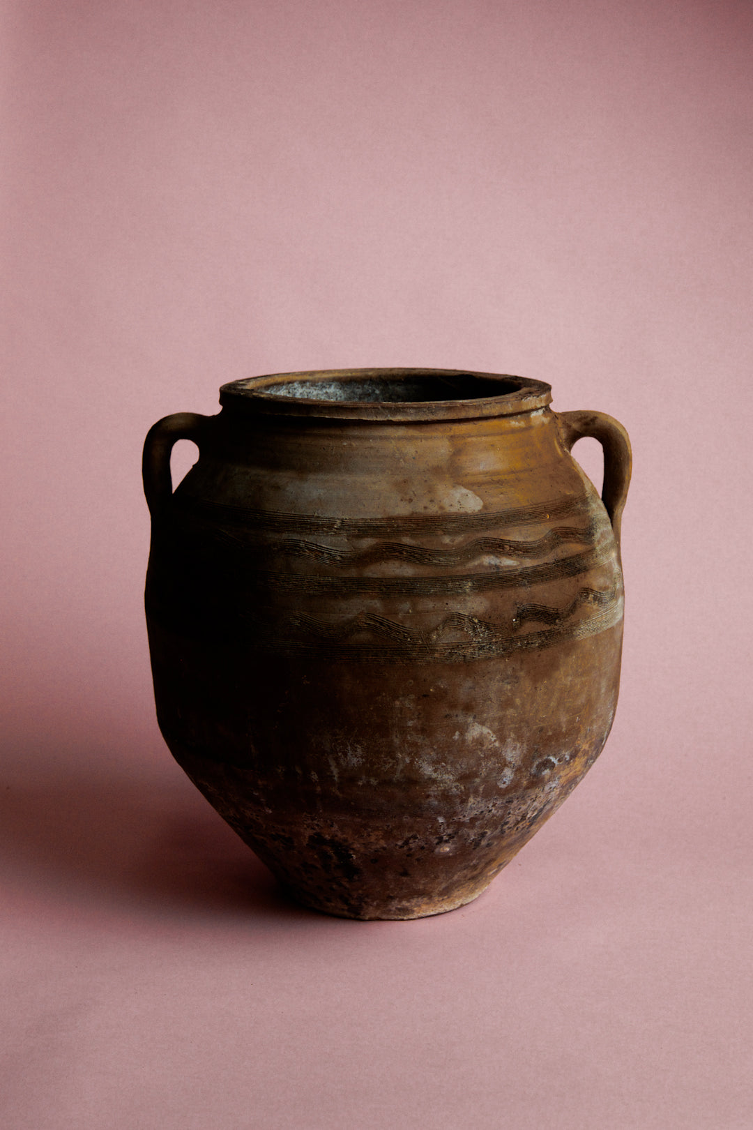 Earthy Brown Handled Storage Jar