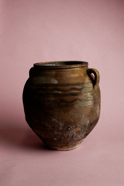 Earthy Brown Handled Storage Jar