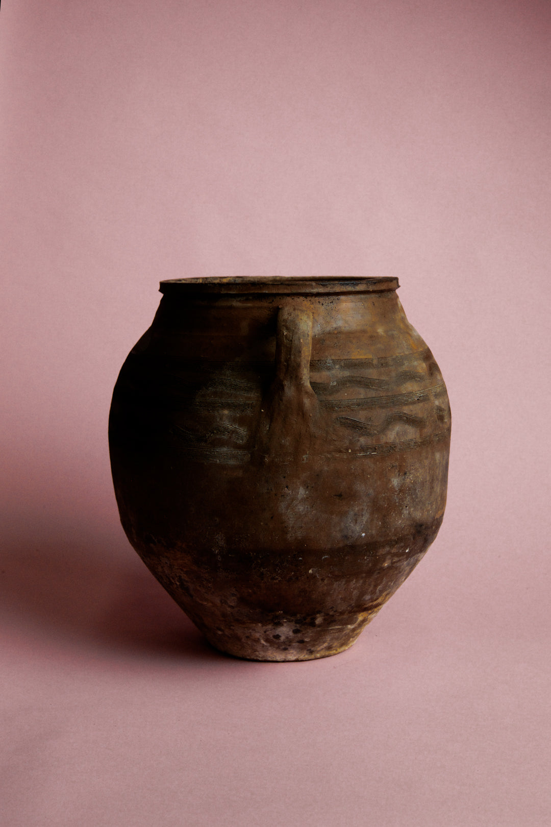 Earthy Brown Handled Storage Jar